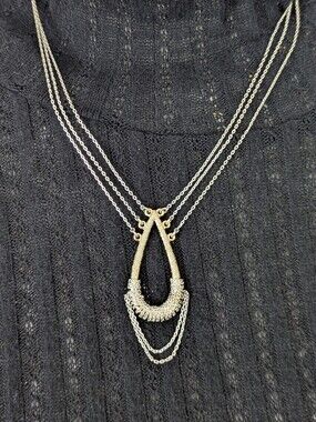 Gold and Silver Teardrop Layered 3 Chain Necklace Women's Jewelry Apt. 9